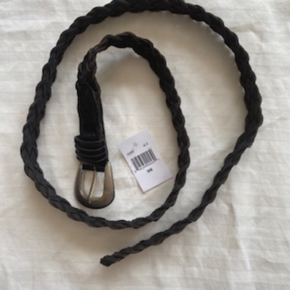 Banana Republic Black Braided Leather Belt, NWT